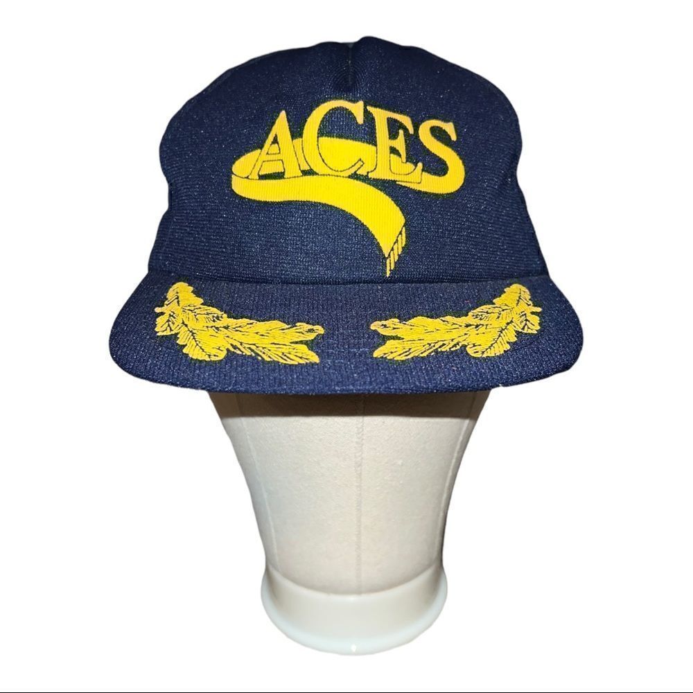 Vintage Aces Retro Snap Back Live Action Hat Cap Blue Yellow Adjustable EUC